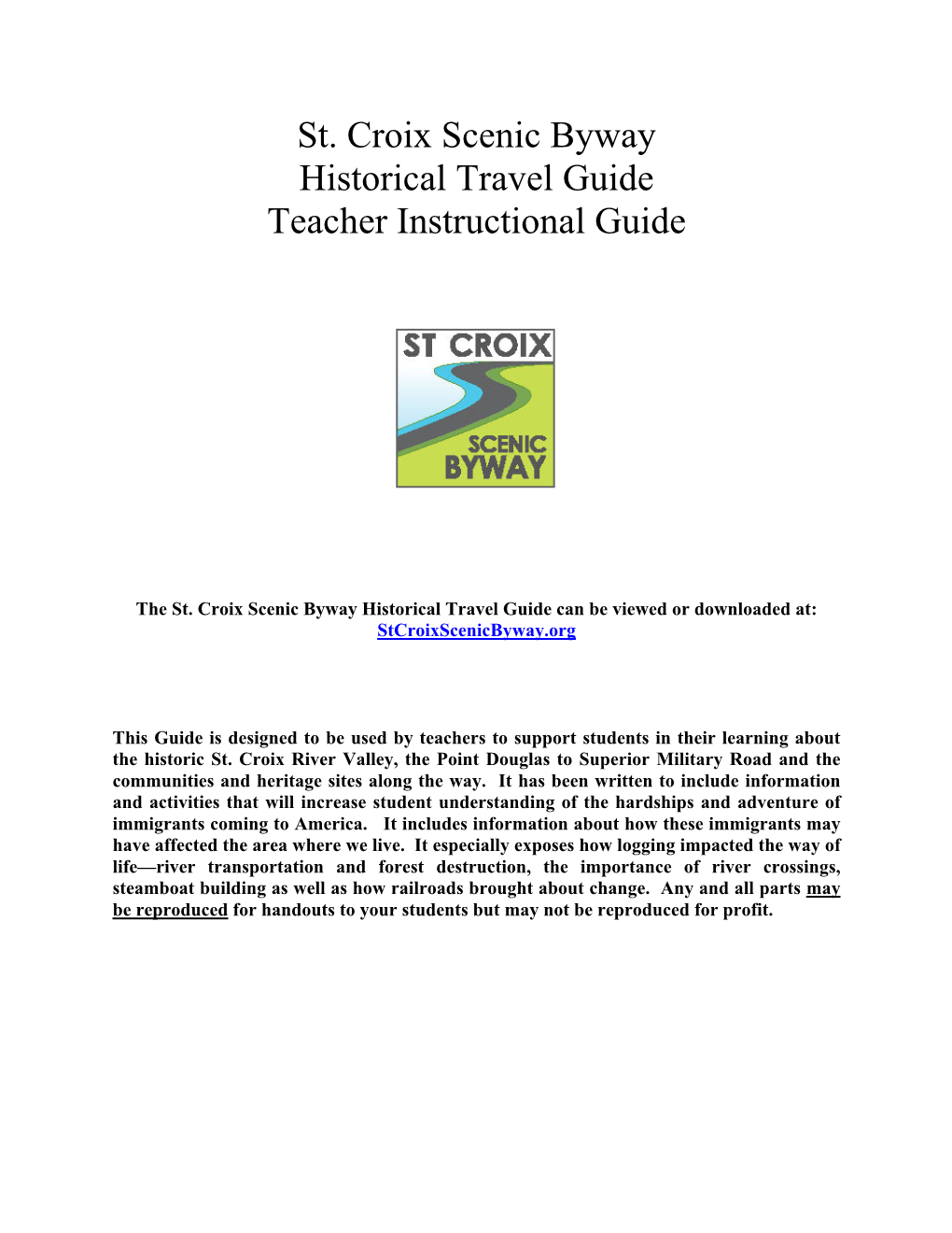 Byway Route Teacher Instructional Guide-Core Standards