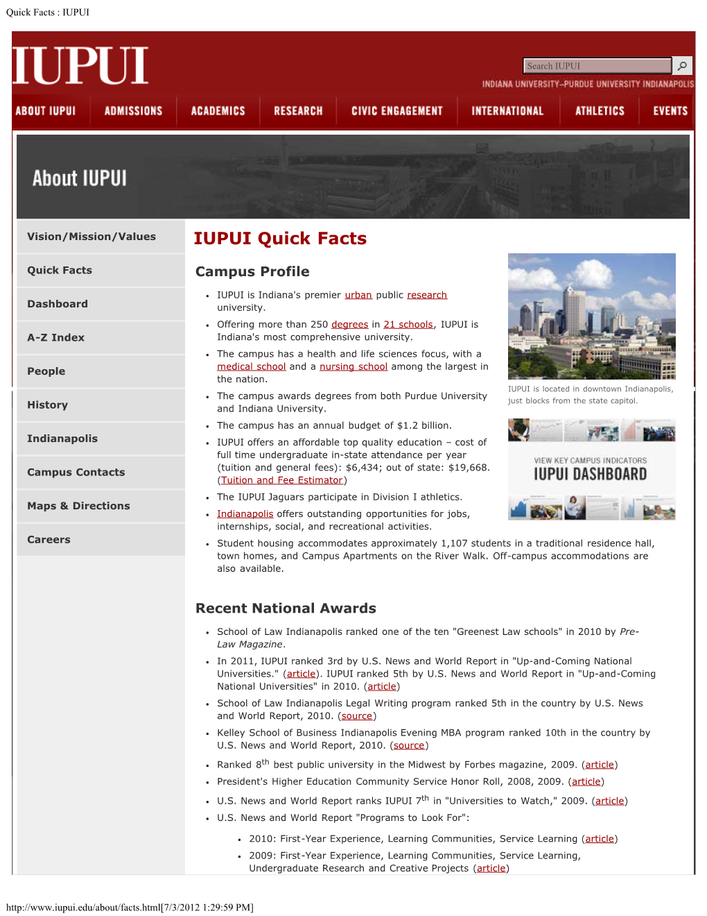 Quick Facts : IUPUI