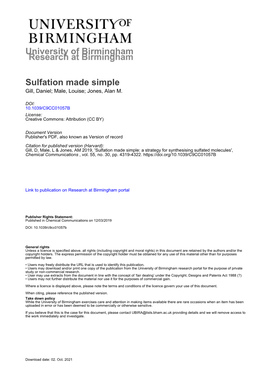Sulfation Made Simple Gill, Daniel; Male, Louise; Jones, Alan M