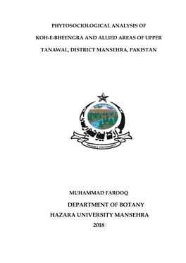 Department of Botany Hazara University Mansehra 2018