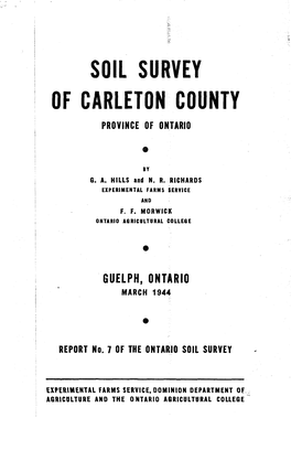 Soil Survey of Carleton County Province of Ontario