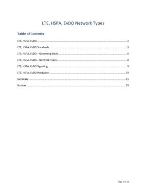 LTE, HSPA, Evdo Network Types