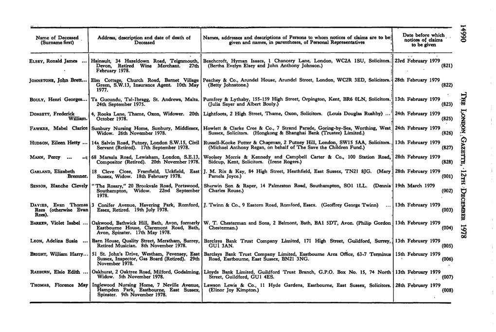 Name of Deceased (Surname First)