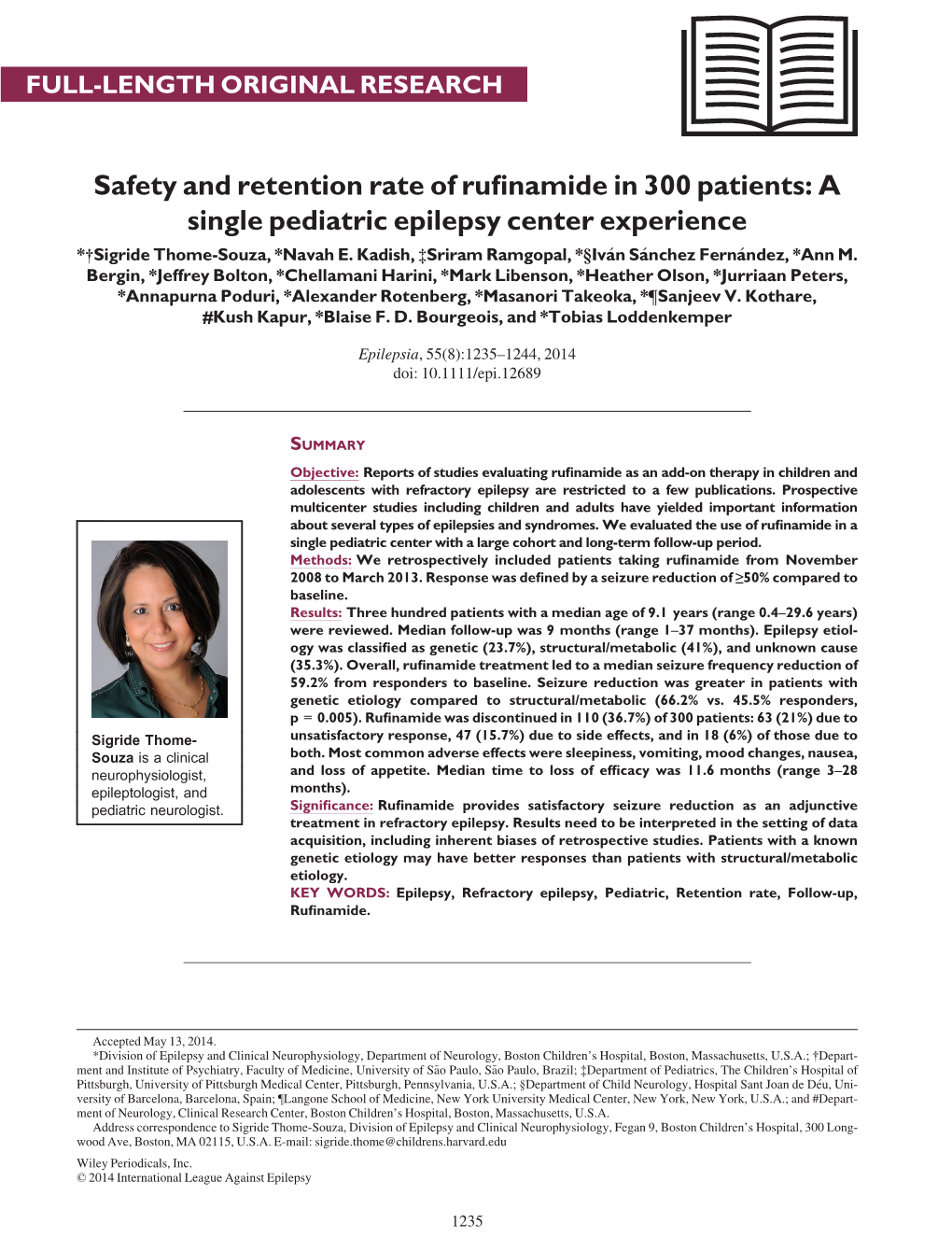 Safety and Retention Rate of Rufinamide in 300 Patients: a Single Pediatric