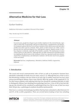 Alternative Medicine for Hair Loss Alternative Medicine for Hair Loss