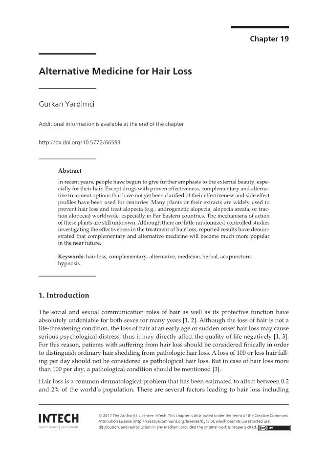 Alternative Medicine for Hair Loss Alternative Medicine for Hair Loss