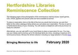 Hertfordshire Libraries Reminiscence Collection