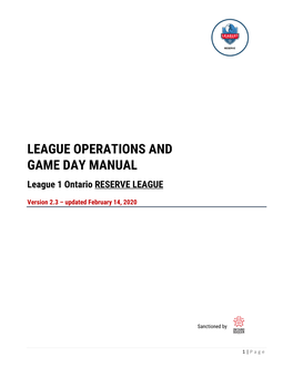 League Operations and Game Day Manual