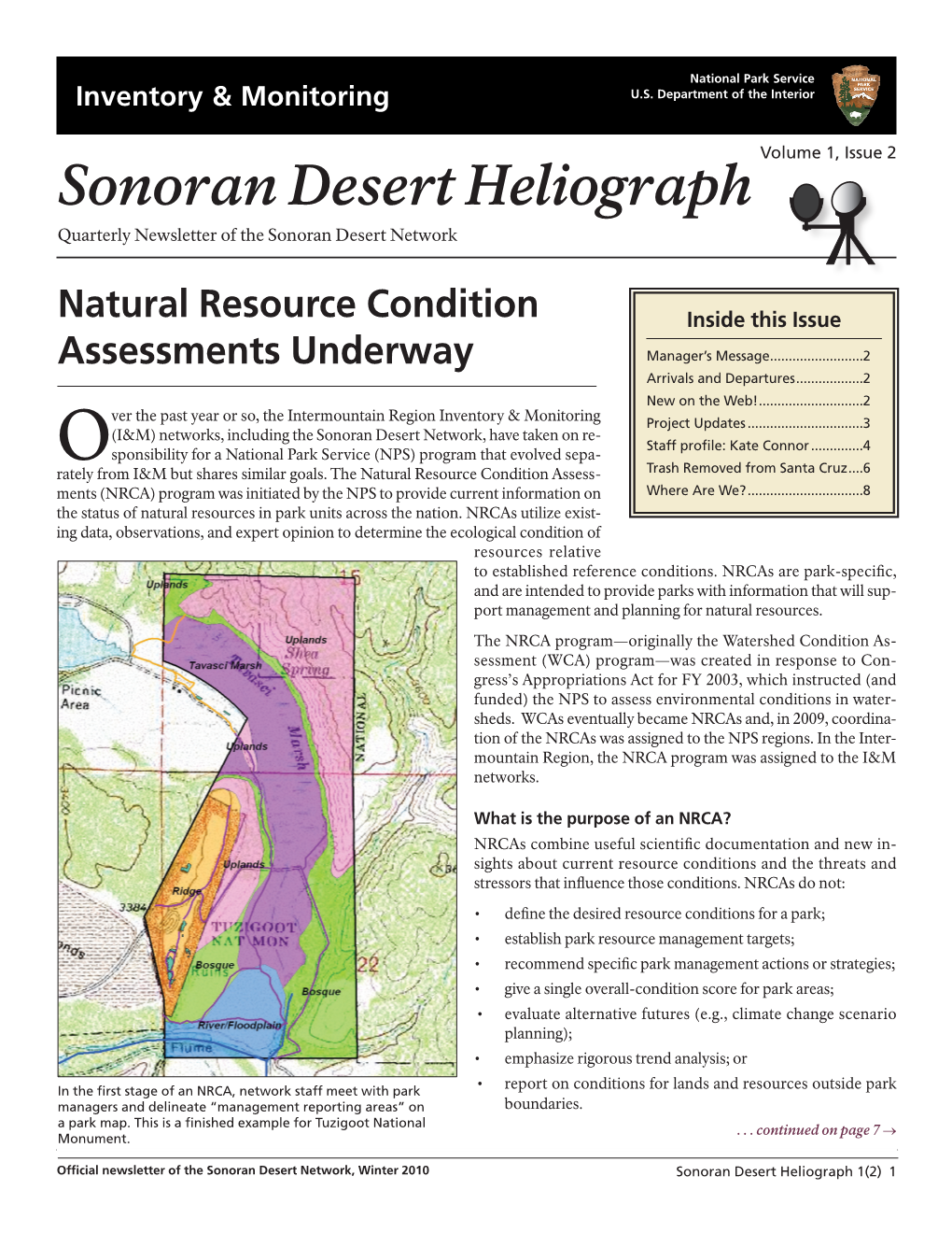 Sonoran Desert Heliograph Quarterly Newsletter of the Sonoran Desert Network