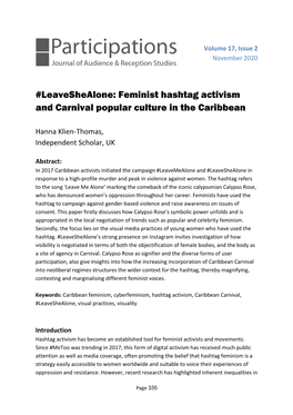 Leaveshealone: Feminist Hashtag Activism and Carnival Popular Culture in the Caribbean