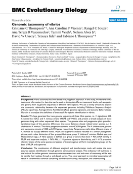 Genomic Taxonomy of Vibrios