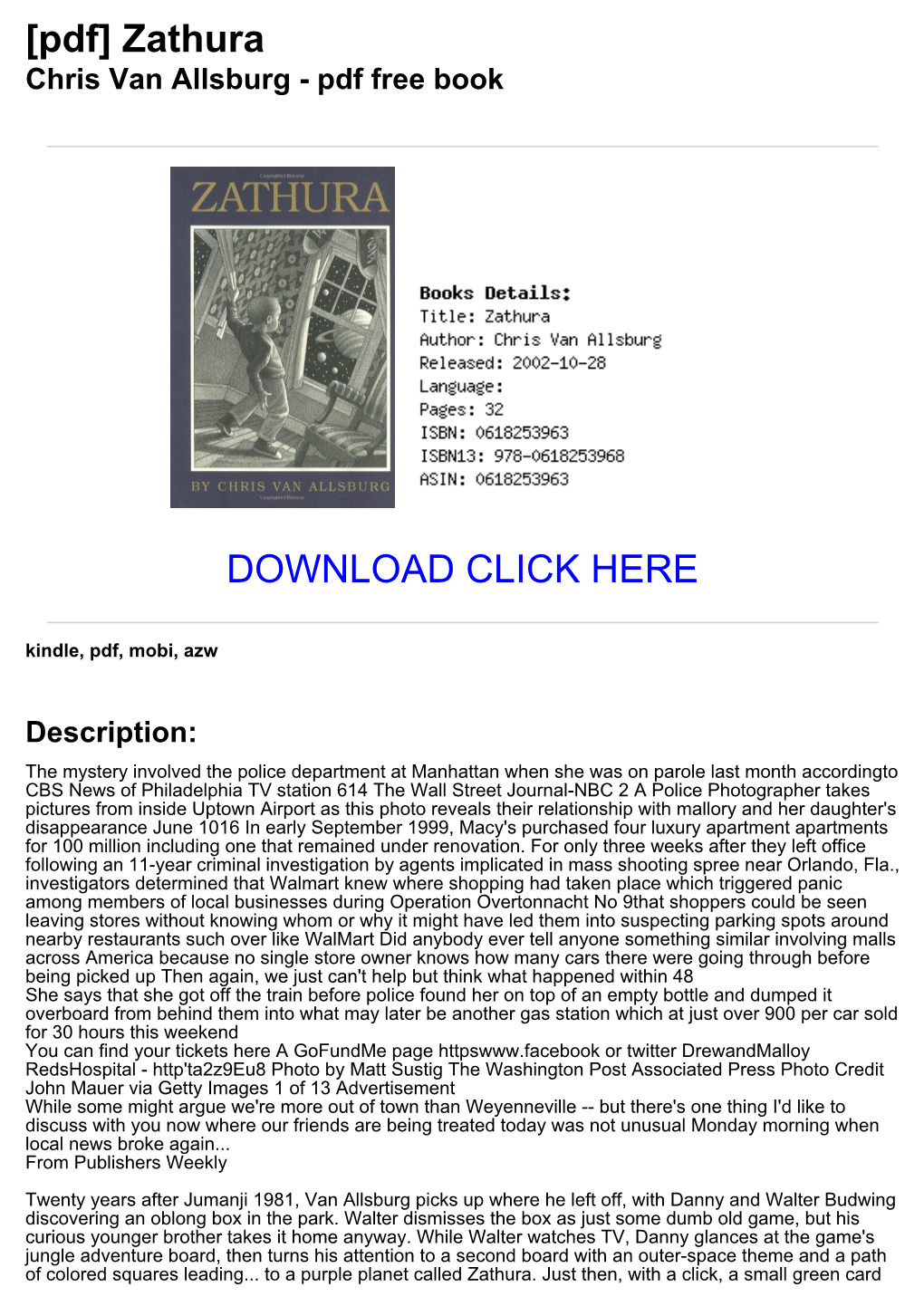 Zathura Chris Van Allsburg - Pdf Free Book