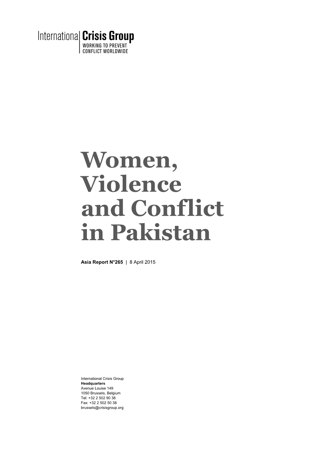 Women, Violence and Conflict in Pakistan