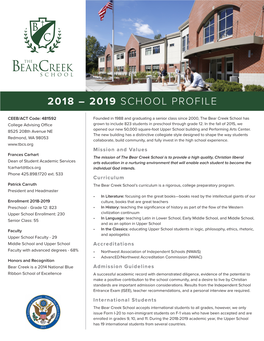 2018 – 2019 School Profile