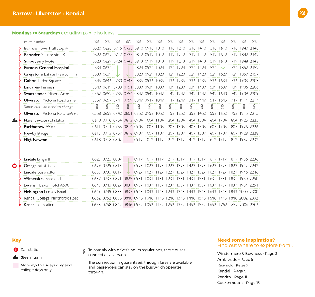 Barrow • Ulverston • Kendal X6
