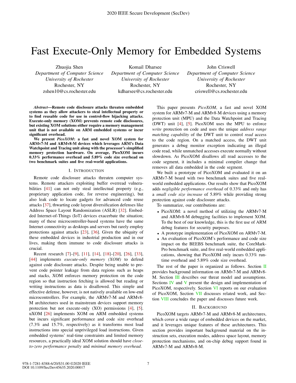 Fast Execute-Only Memory for Embedded Systems