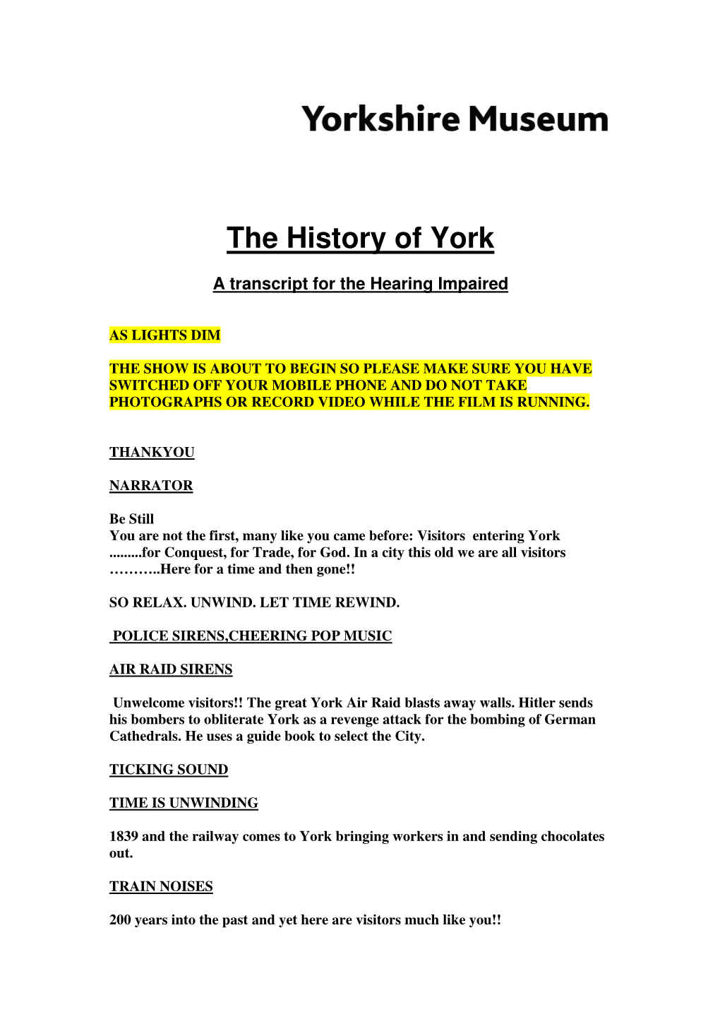 The History of York