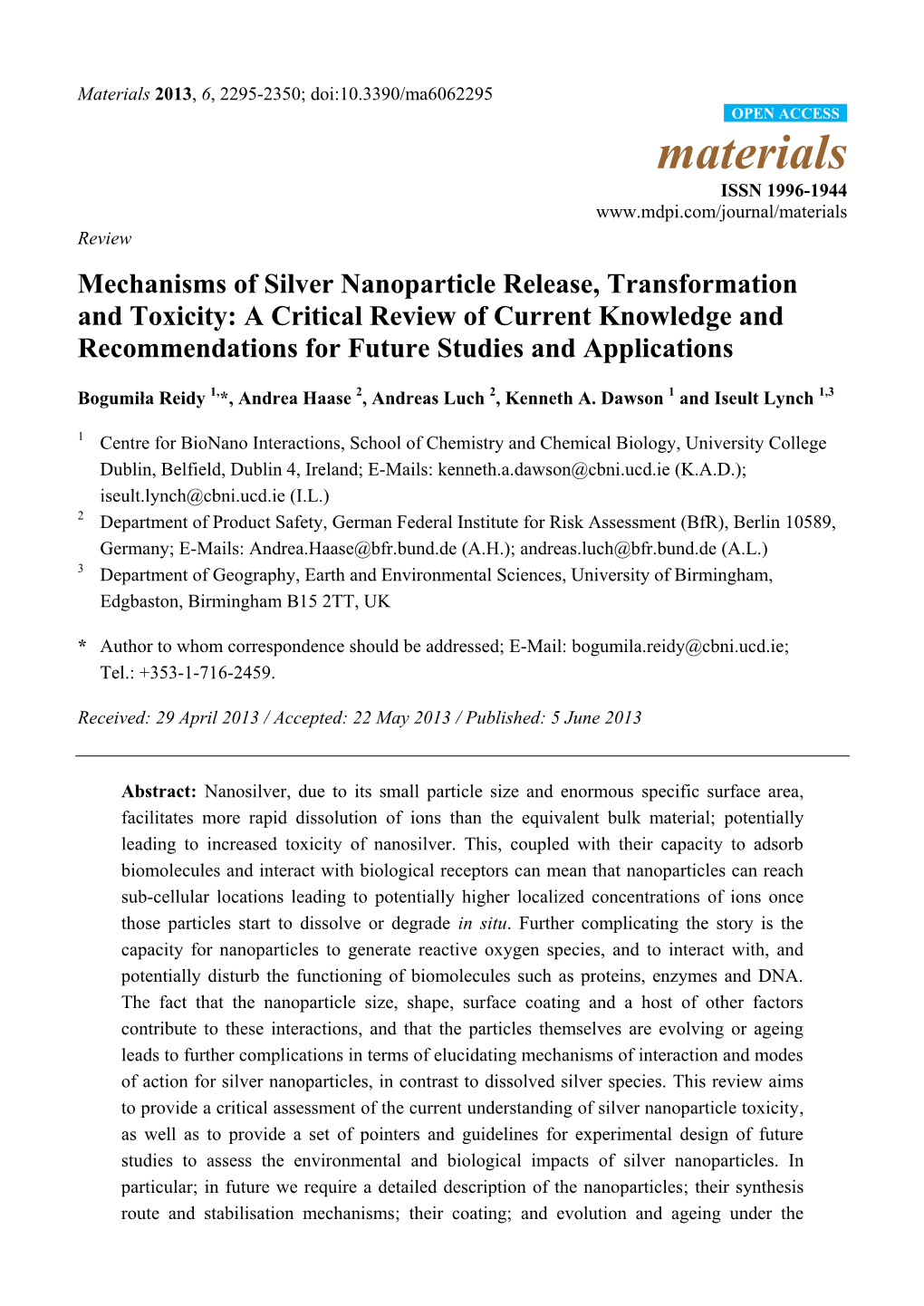 Mechanisms of Silver Nanoparticle Release