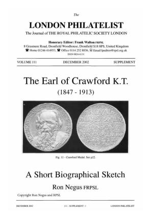 The Earl of Crawford K.T. (1847- 1913)