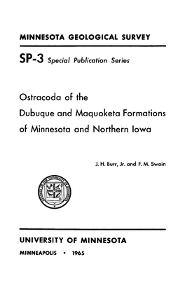Ostracoda of the Dubuque and Maquoketa Formations of Minnesota and Northern Iowa J