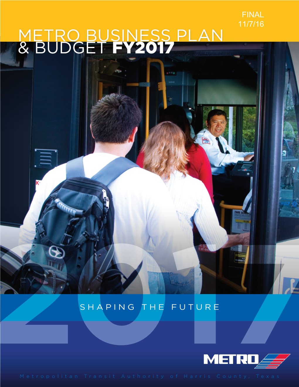 Metro Business Plan & Budget Fy2017