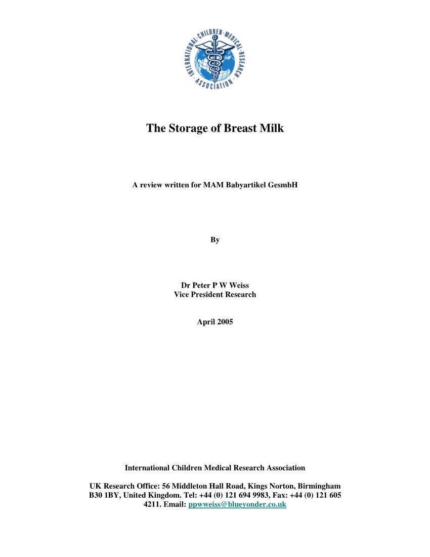 The Storage of Breast Milk