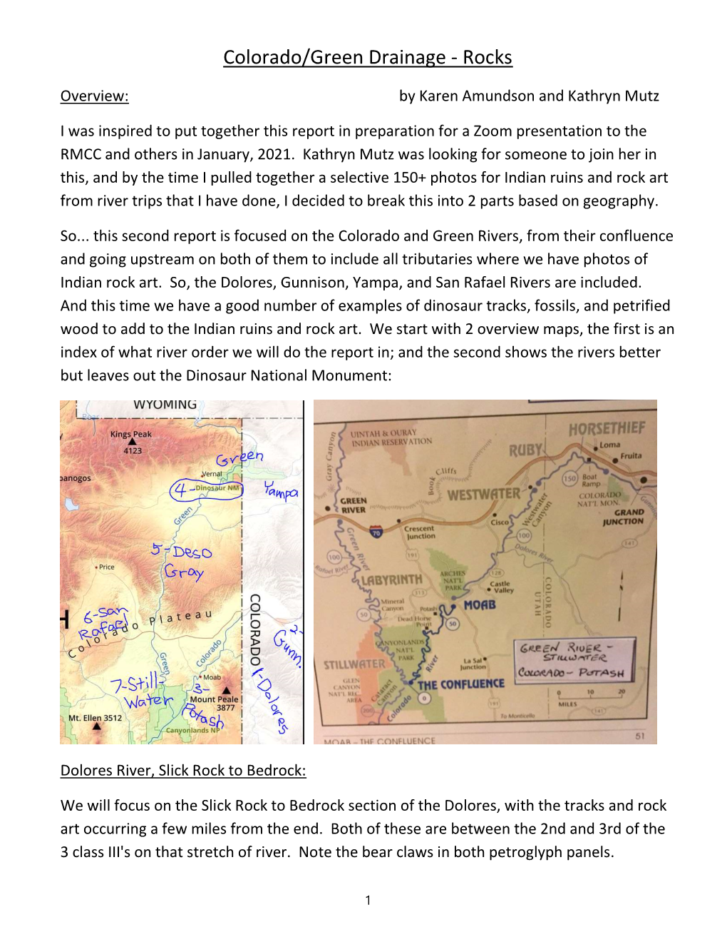 Colorado and Green Rivers, from Their Confluence and Going Upstream on Both of Them to Include All Tributaries Where We Have Photos of Indian Rock Art