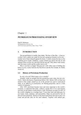 Chapter 1 PETROLEUM PROCESSING OVERVIEW