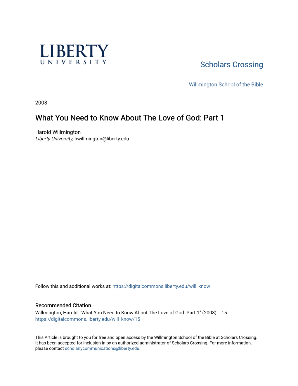 What You Need to Know About the Love of God: Part 1