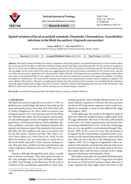 Infections in the Black Sea Anchovy (Engraulis Encrasicolus)