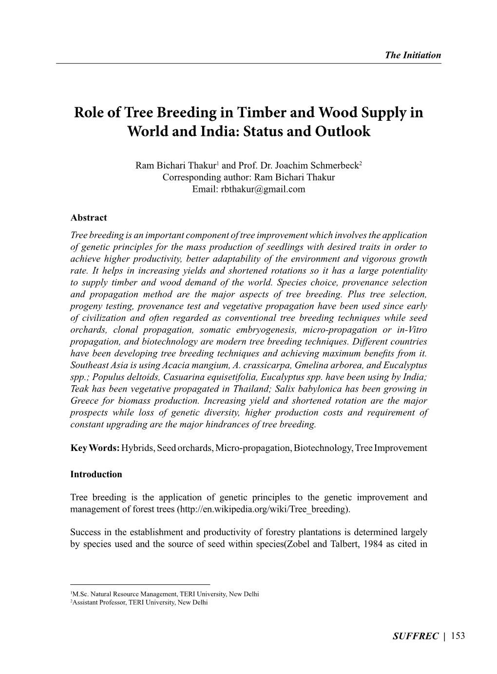 Role of Tree Breeding in Timber and Wood Supply in World and India: Status and Outlook