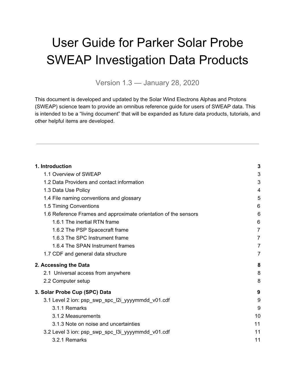 User Guide for Parker Solar Probe SWEAP Investigation Data Products