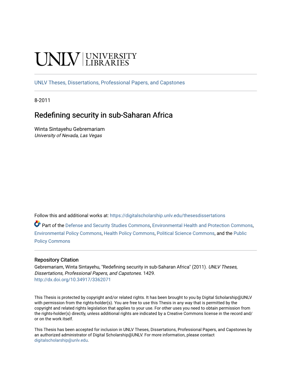 Redefining Security in Sub-Saharan Africa