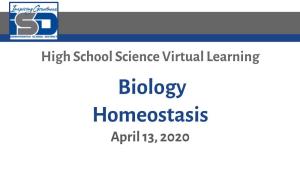 Biology Homeostasis April 13, 2020