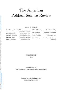 THE AMERICAN POLITICAL SCIENCE REVIEW When Writing to Advertisers