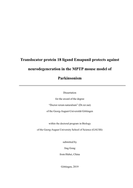 Translocator Protein 18 Ligand Emapunil Protects Against