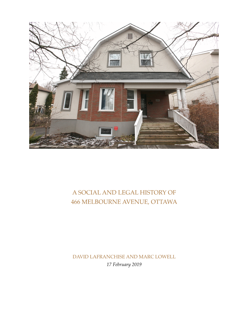 A Social and Legal History of 466 Melbourne Avenue, Ottawa