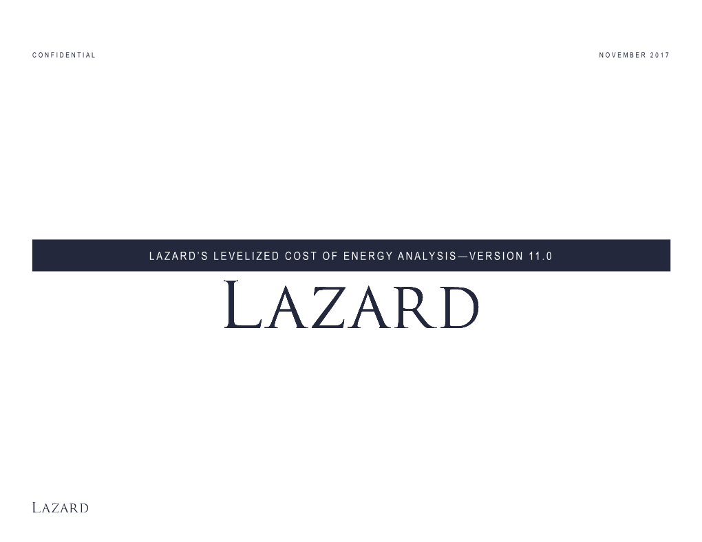 Lazard's Levelized Cost of Energy Analysis—Version 11.0