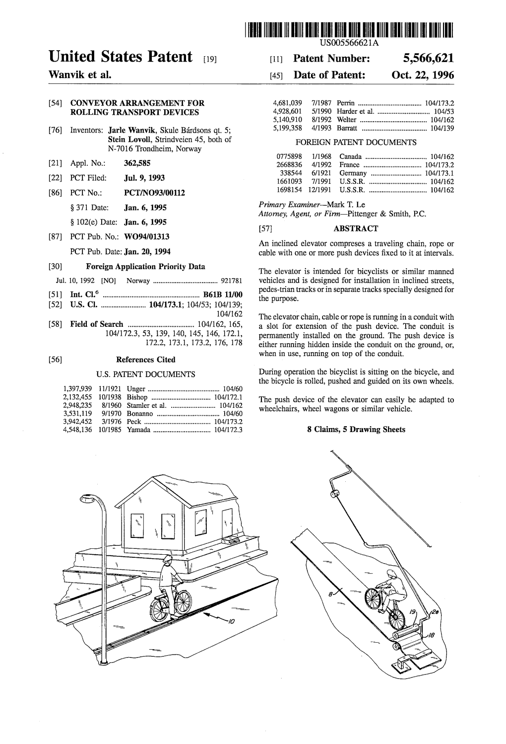 United States Patent (19) 11 Patent Number: 5,566,621 Wanvik Et Al