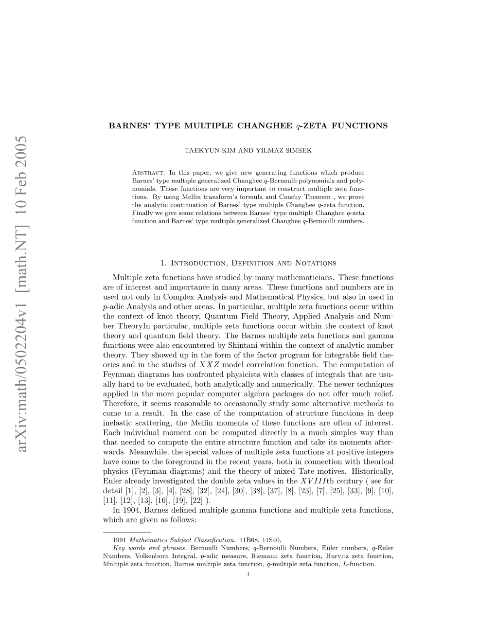 Barnes' Type Multiple Changhee Q-Zeta Functiond