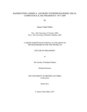 Advisory Entrepreneurship, Fiscal Competence & the Presidency 1977-2009