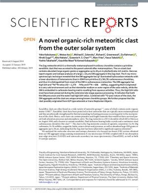 A Novel Organic-Rich Meteoritic Clast from the Outer Solar System Yoko Kebukawa 1, Motoo Ito 2, Michael E