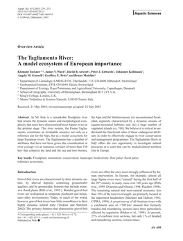 The Tagliamento River: a Model Ecosystem of European Importance