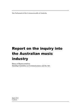 Report on the Inquiry Into the Australian Music Industry