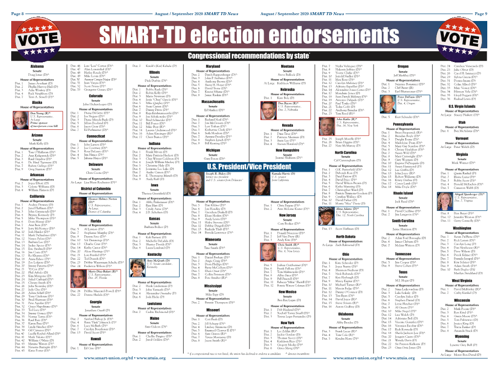 Congressional Recommendations by State* U.S. President/Vice President