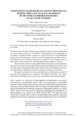 Adaptation to Resources and Environments During the Last Glacial Maximum by Hunter-Gatherer Societies in Atlantic Europe