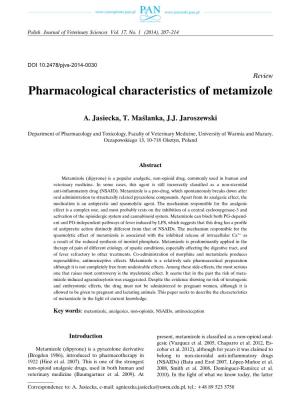 Pharmacological Characteristics of Metamizole