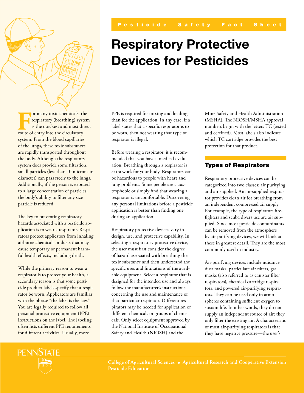 Respiratory Protective Devices for Pesticides