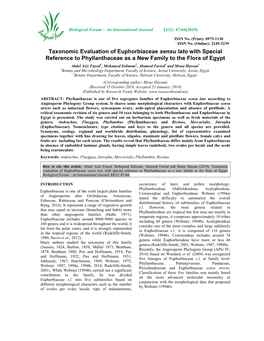 Taxonomic Evaluation of Euphorbiaceae Sensu Lato With