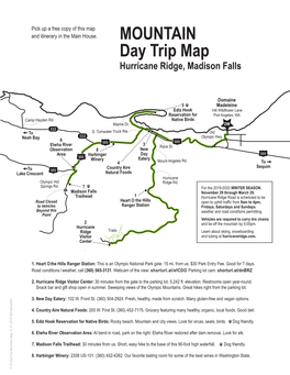 MOUNTAIN Day Trip Map Hurricane Ridge, Madison Falls